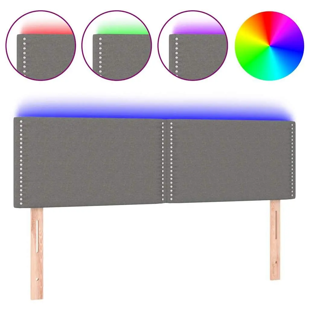 Dark Grey Fabric LED Headboard with Adjustable Height