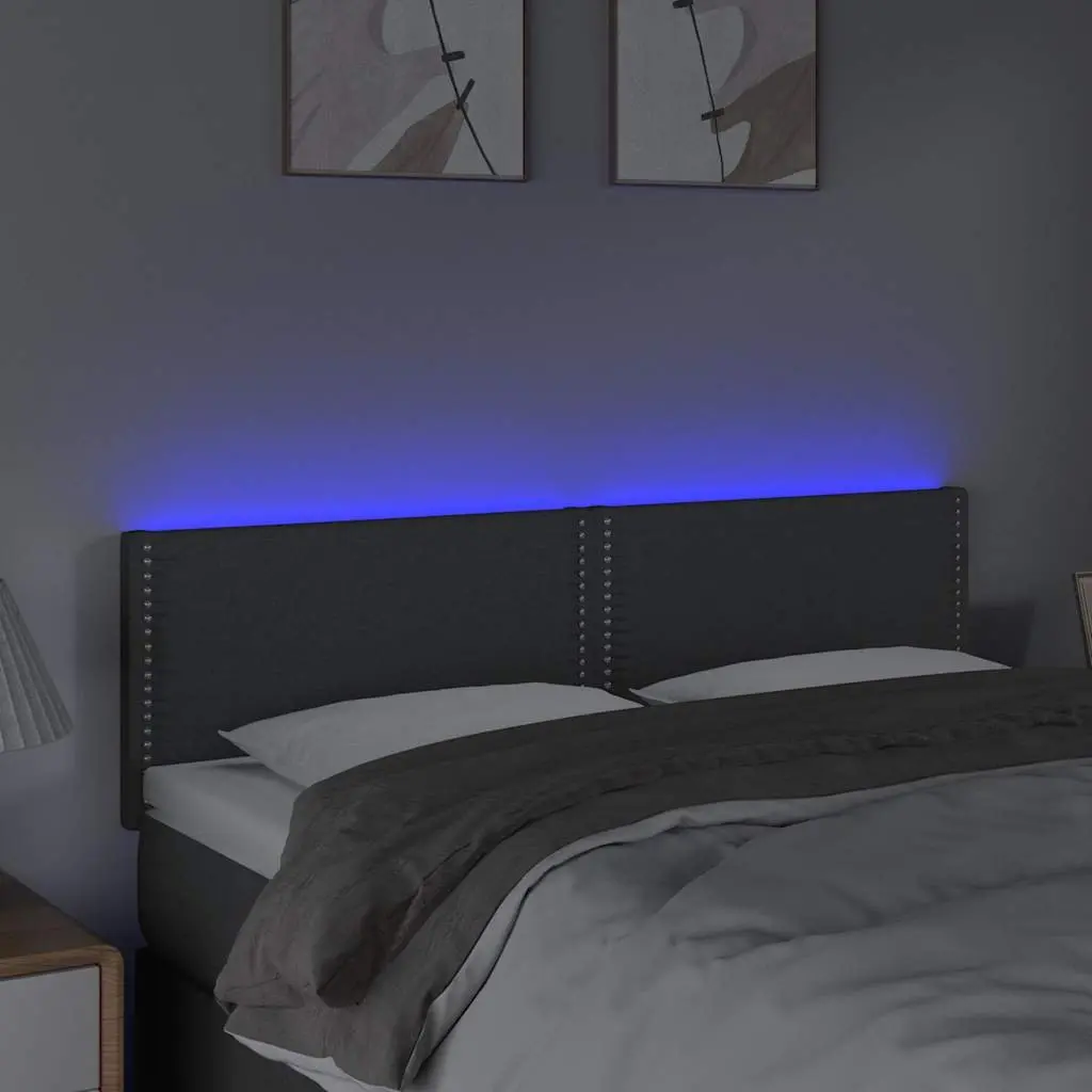 Dark Grey Fabric LED Headboard with Adjustable Height
