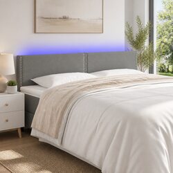 Adjustable Height LED Headboard 160cm in Grey Fabric