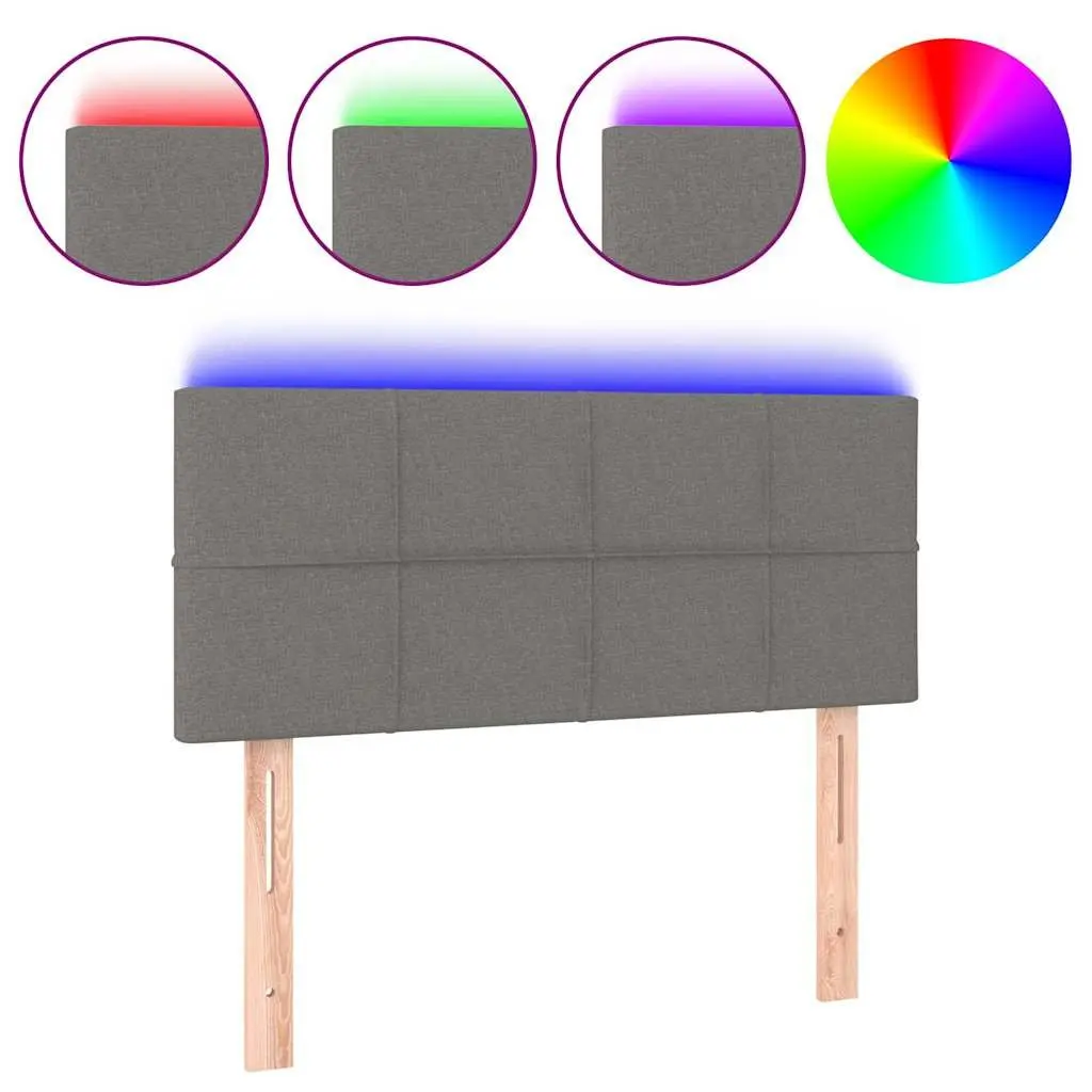 Grey Fabric LED Headboard with Adjustable Height