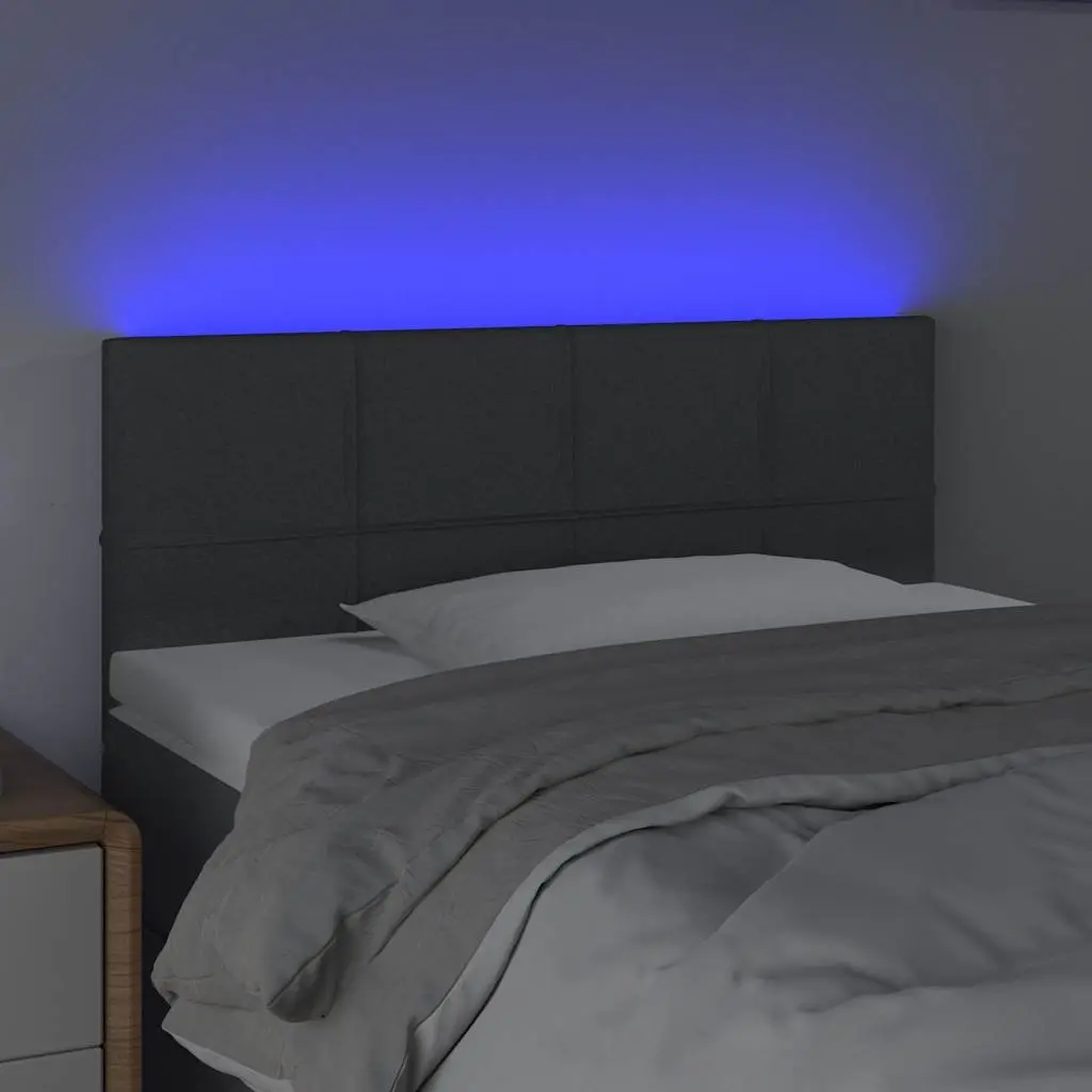 Grey Fabric LED Headboard with Adjustable Height