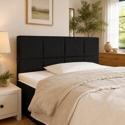 Black Fabric LED Headboard 100cm with Adjustable Height
