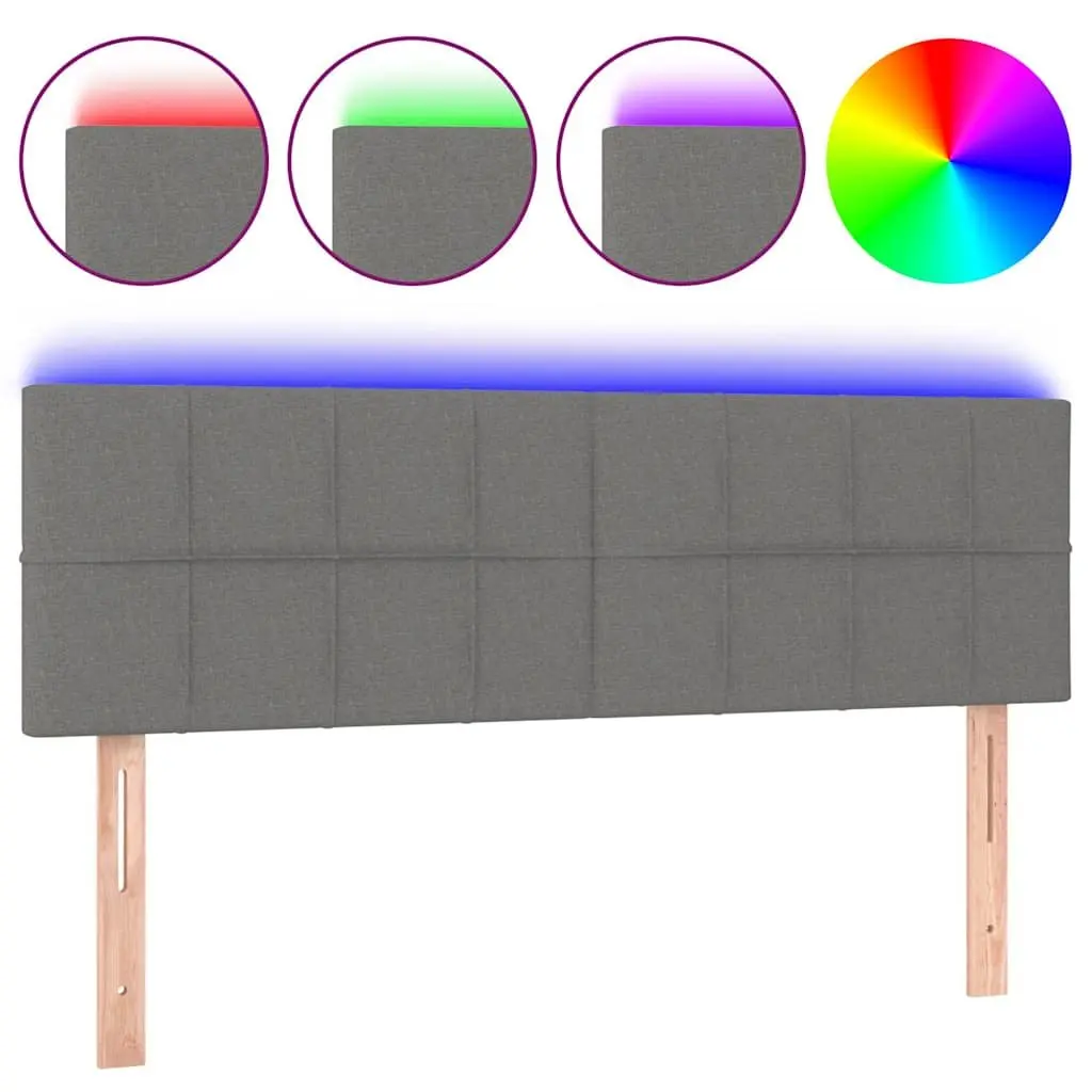 Grey Fabric LED Headboard 144 cm with Adjustable Height