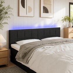Adjustable LED Headboard 144cm Black Fabric Modern Design
