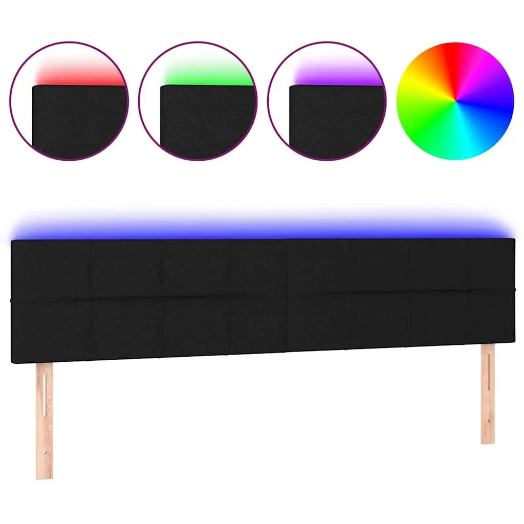 Black LED Headboard with Adjustable Height for Comfort
