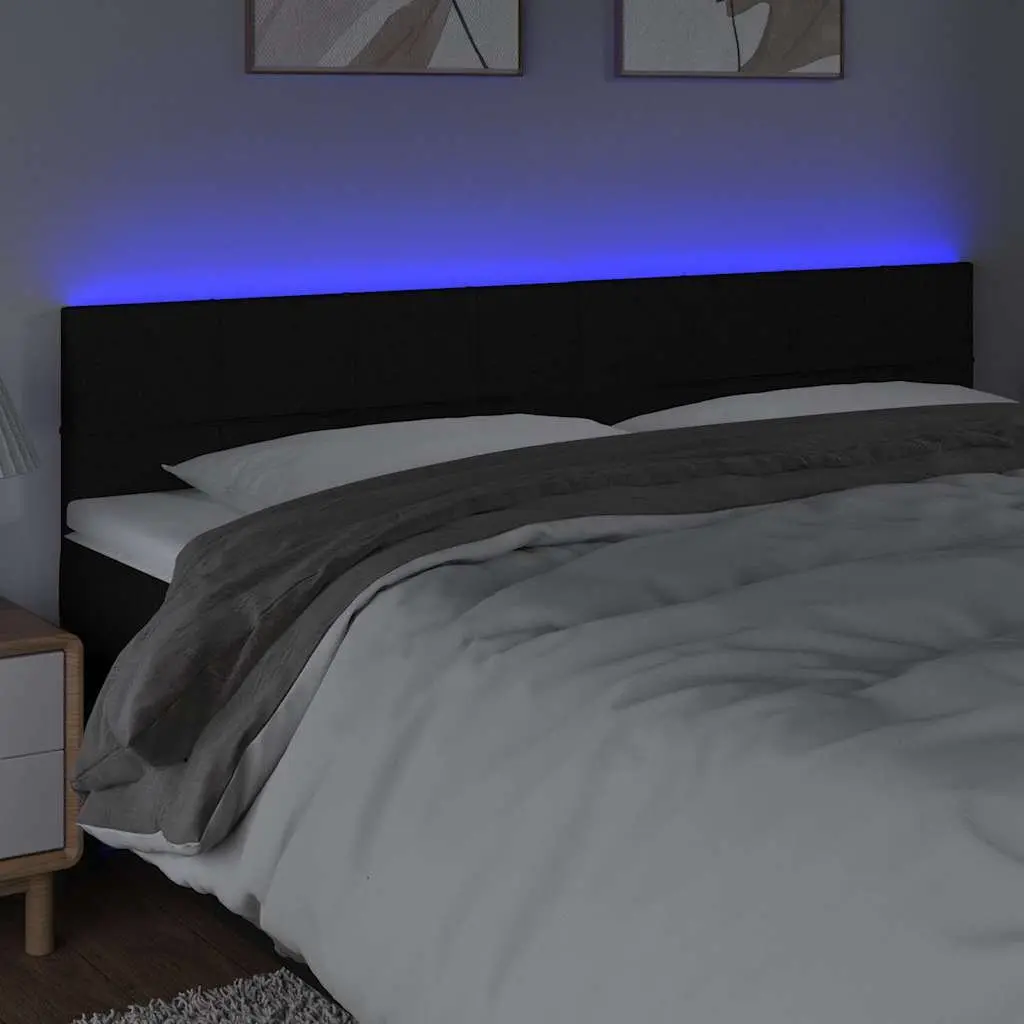 Black LED Headboard with Adjustable Height for Comfort