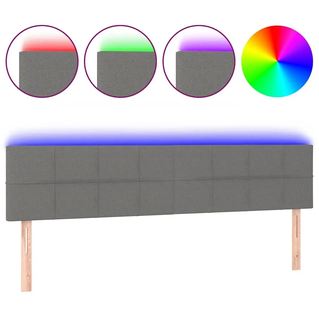Grey Fabric LED Headboard 200cm Adjustable Height