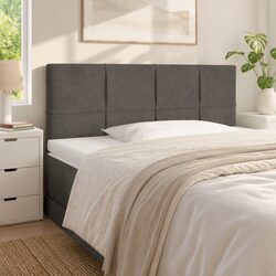 Dark Grey Velvet LED Headboard with Adjustable Lights