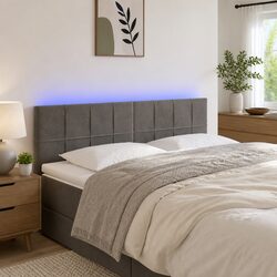 Dark Grey Velvet LED Headboard for Modern Bedrooms