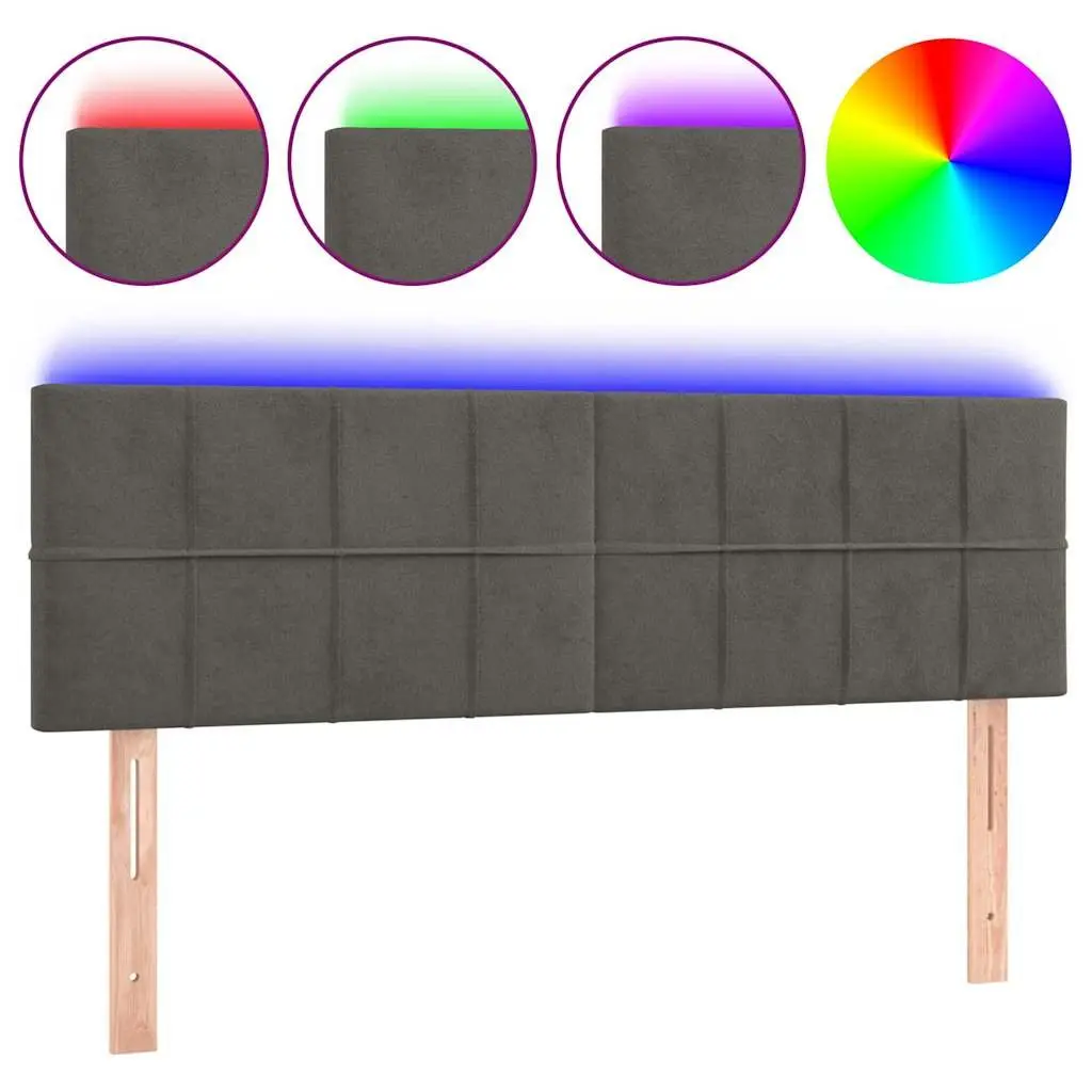 Dark Grey Velvet LED Headboard for Modern Bedrooms