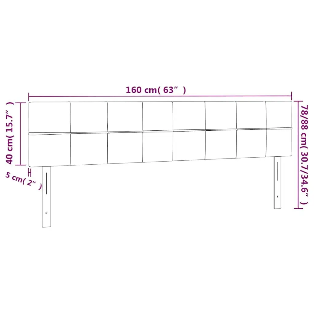 LED Headboard Dark Grey 160cm Velvet Modern Adjustable Height
