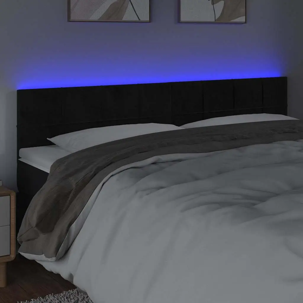 Black Velvet LED Headboard 160cm for Modern Bedrooms