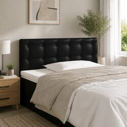 Modern Black Faux Leather LED Headboard 100cm