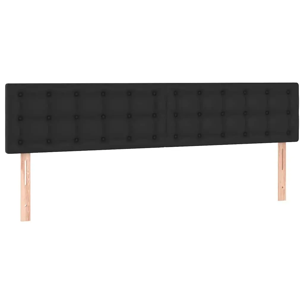 Black Faux Leather LED Headboard with Adjustable Height
