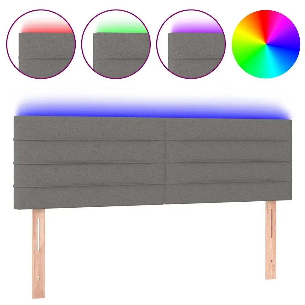 Dark Grey Fabric LED Headboard with Adjustable Height