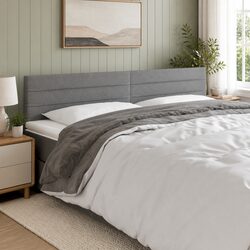 Modern LED Headboard 160cm Dark Grey Fabric Bed Design