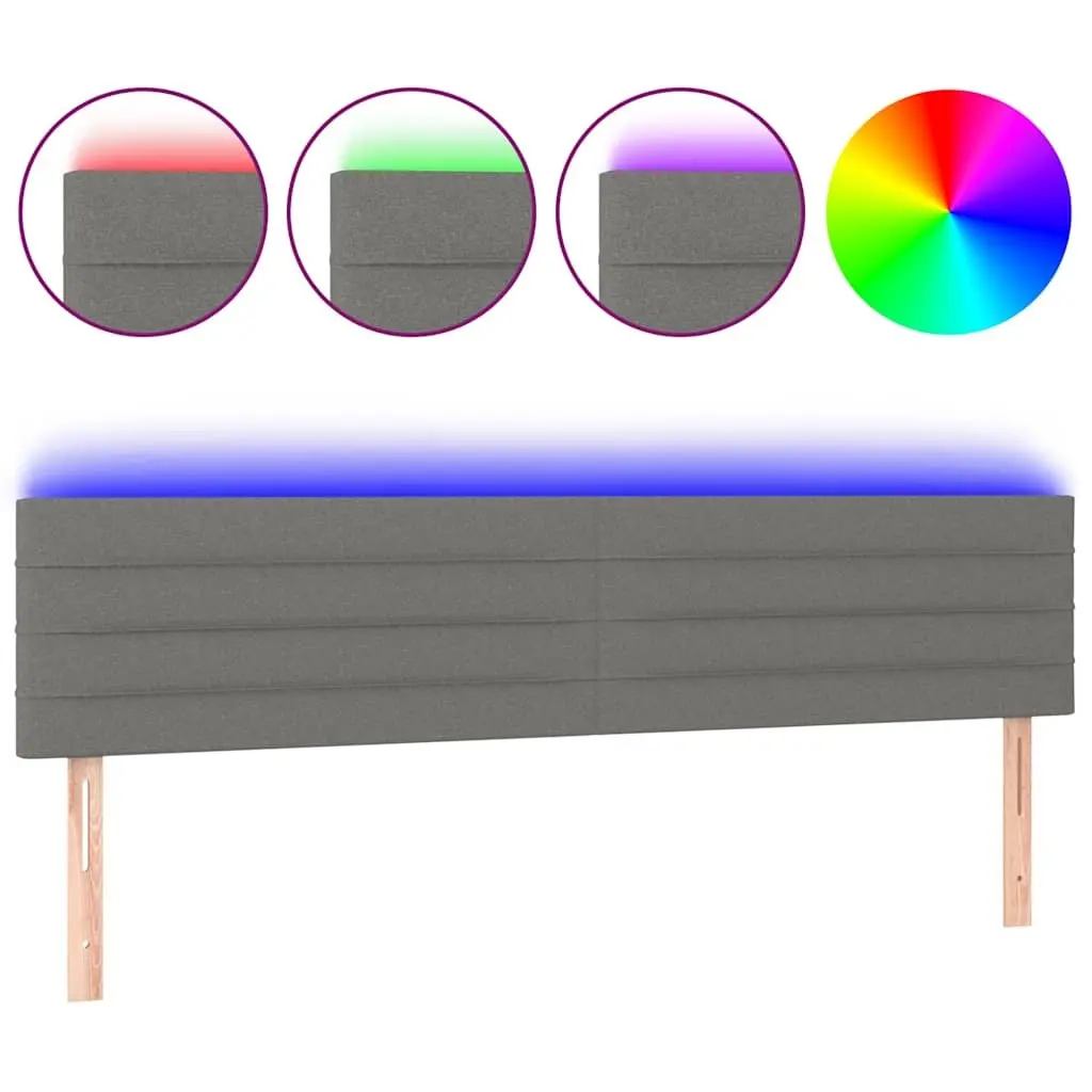LED Headboard 160cm Dark Grey Fabric Bed Head Modern Design Adjustable Height
