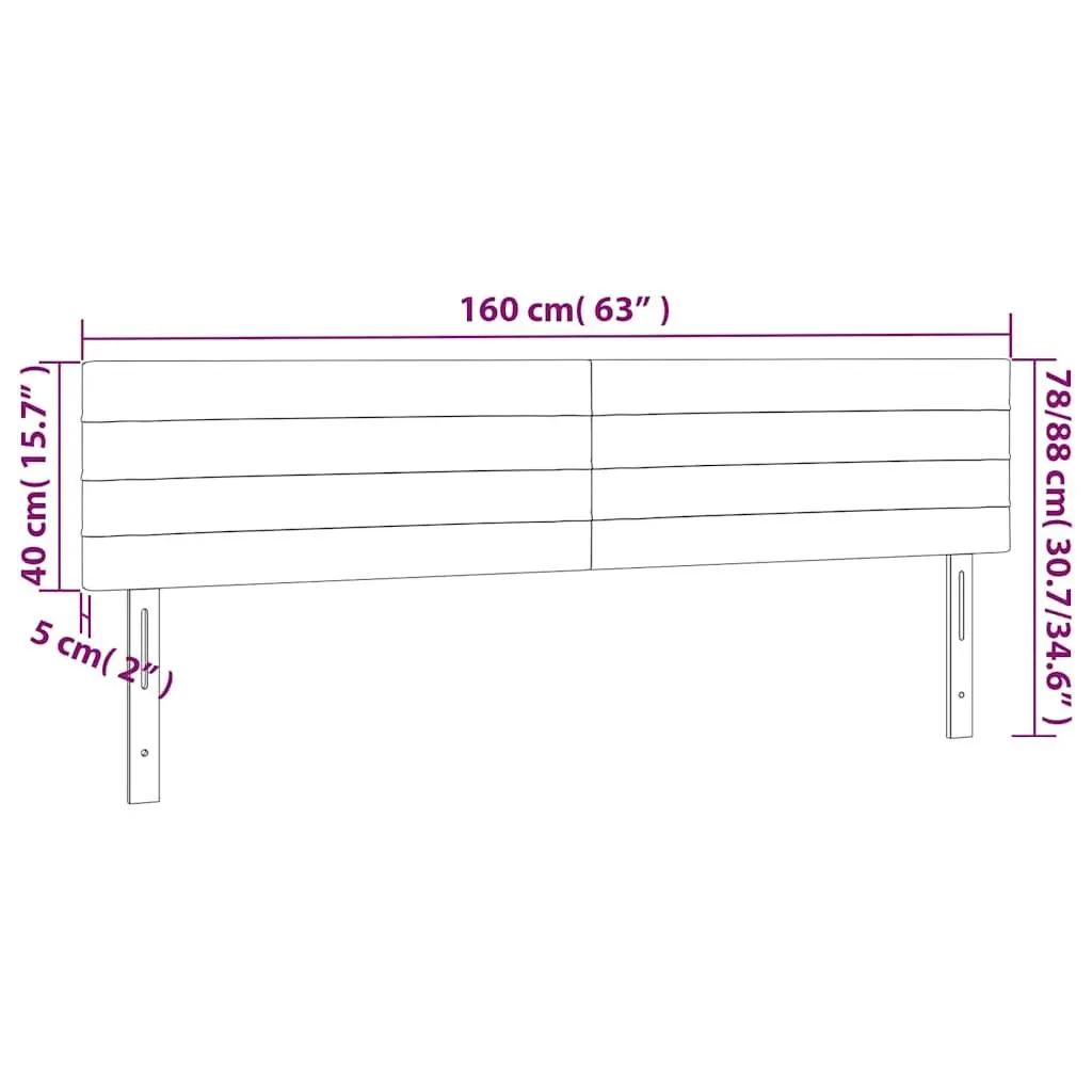 LED Headboard 160cm Dark Grey Fabric Bed Head Modern Design Adjustable Height