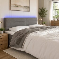 Upholstered LED Headboard 200cm Dark Grey Fabric