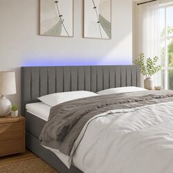 Modern Dark Grey Fabric LED Headboard 144cm
