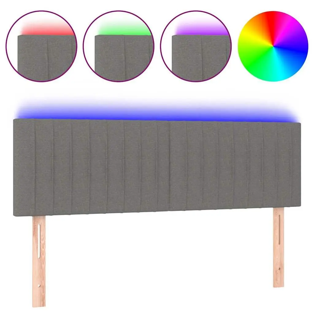Dark Grey Fabric LED Headboard 144cm