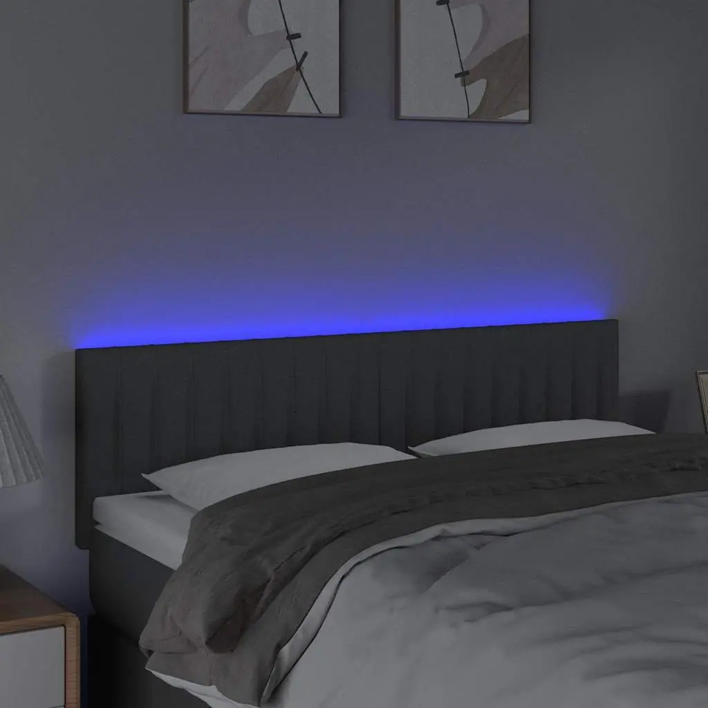 Dark Grey Fabric LED Headboard 144cm