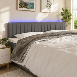 Stylish LED Headboard 160cm Dark Grey Fabric Wall Mount