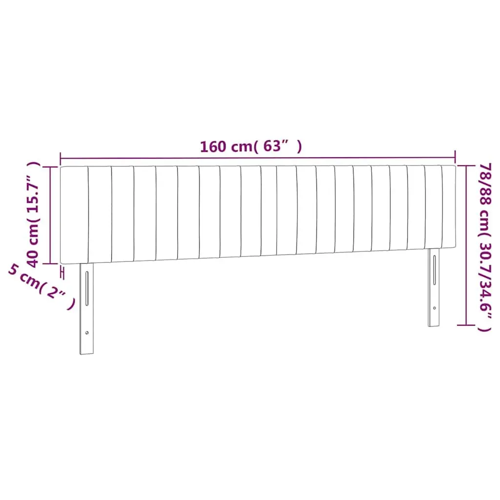 LED Headboard 160cm Dark Grey Fabric Wall Mount