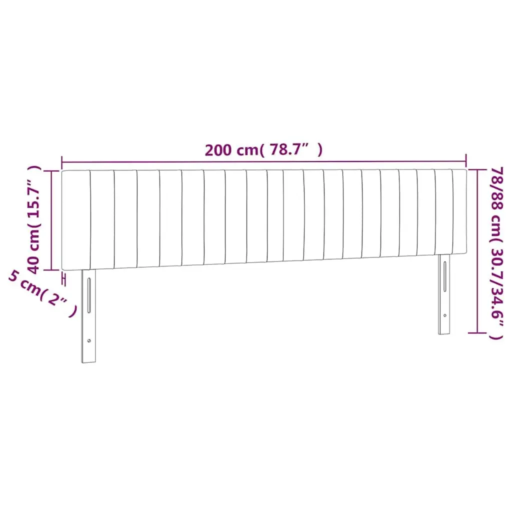 Grey Fabric LED Headboard 200 cm for Bedroom