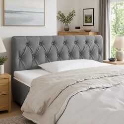Dark Grey Fabric LED Headboard 100cm Adjustable Height