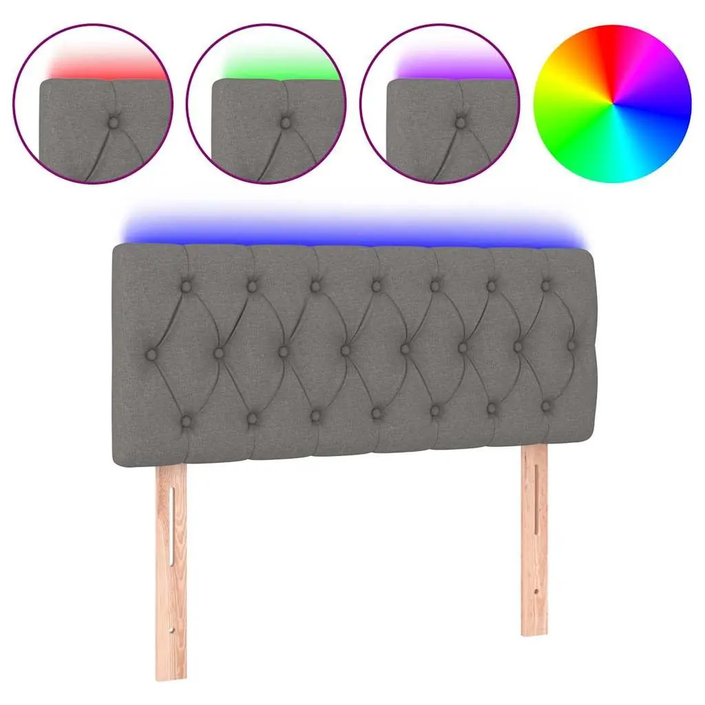 LED Headboard Dark Grey Fabric 100cm Adjustable Height Modern