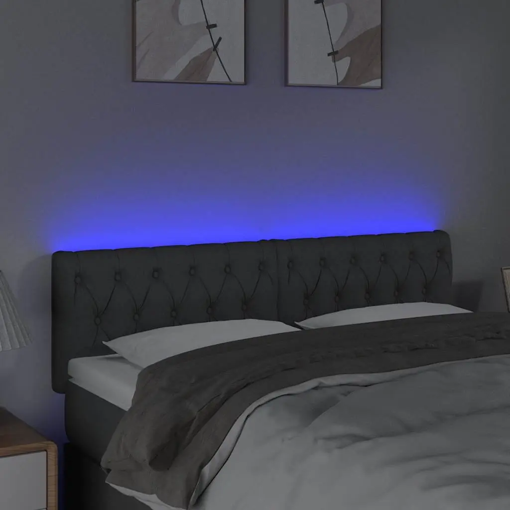 Adjustable Height LED Headboard in Grey Fabric