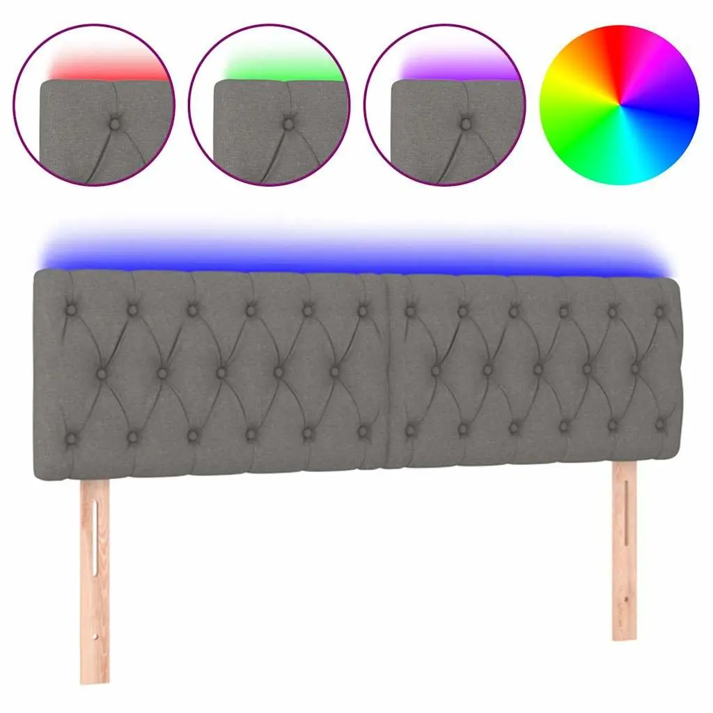 Grey Fabric LED Headboard with Adjustable Height