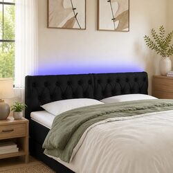 Black Fabric LED Headboard 160 cm with Adjustable Height