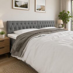 Modern Grey Fabric LED Headboard 200cm with Adjustable Height