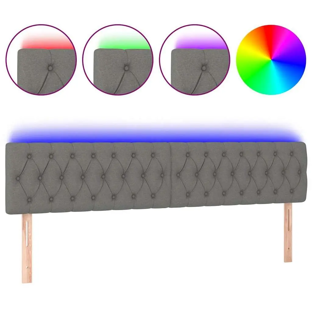 Grey Fabric LED Headboard 200cm with Adjustable Height