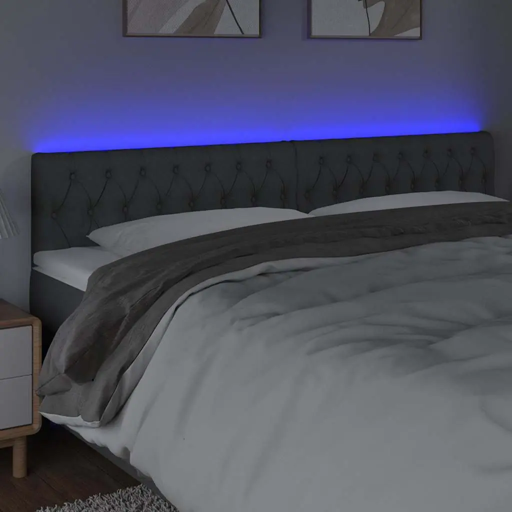 Grey Fabric LED Headboard 200cm with Adjustable Height