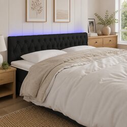 LED Headboard with Colourful Lights - 200cm Black Fabric