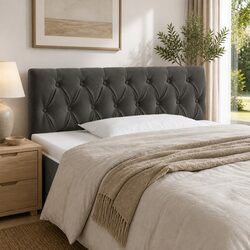 Grey Velvet LED Headboard 100cm Bed Frame