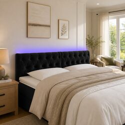 Black Velvet LED Headboard 144 cm for Modern Beds
