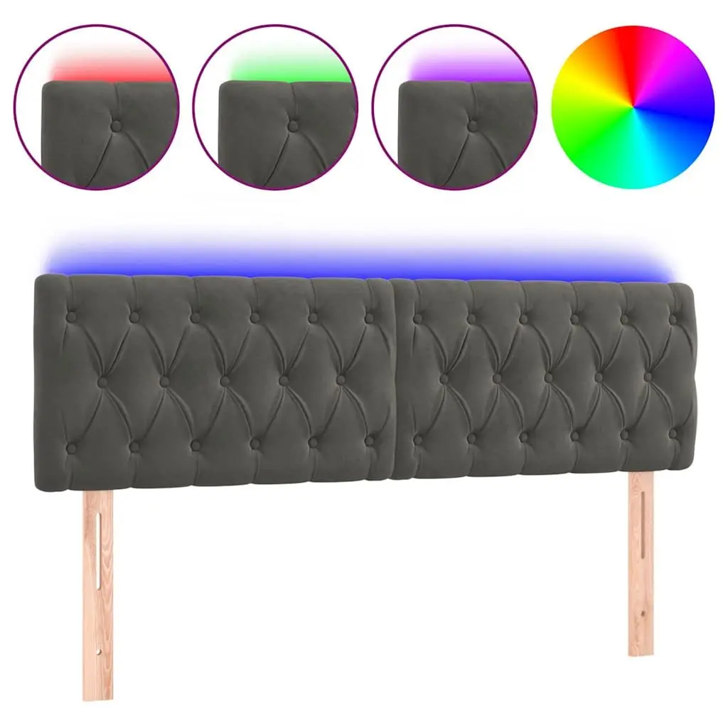 Adjustable Height Velvet LED Headboard in Grey