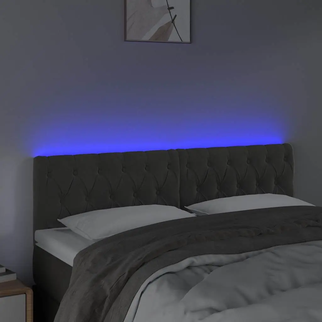 Adjustable Height Velvet LED Headboard in Grey