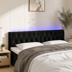 Modern Black Velvet Bed Frame with LED Headboard