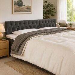 Grey Velvet LED Headboard 200 cm Adjustable Height