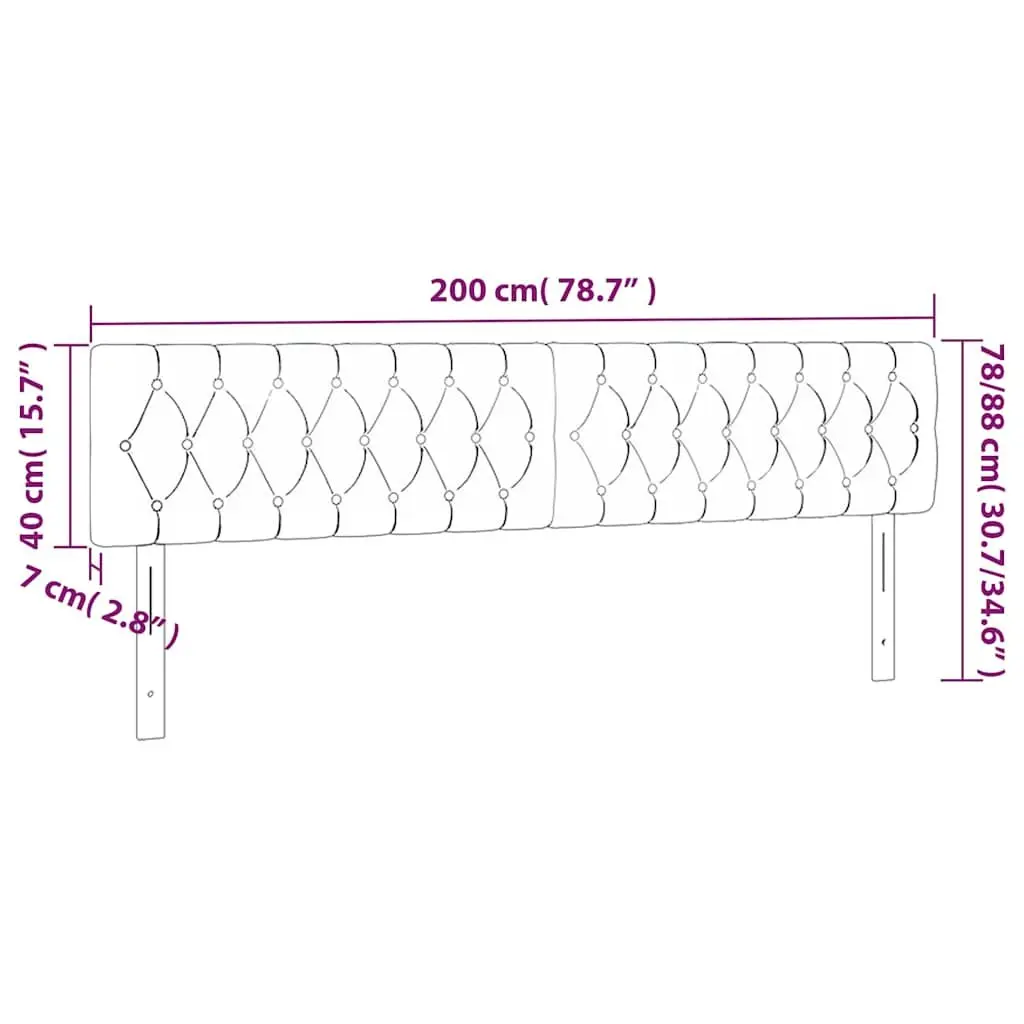 LED Headboard Black Velvet 200 cm Modern Adjustable Height