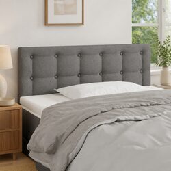 Grey Fabric LED Headboard with Adjustable Height