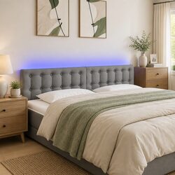 Adjustable Height LED Headboard in Dark Grey