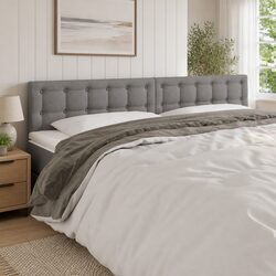 Dark Grey Fabric LED Headboard with Adjustable Height