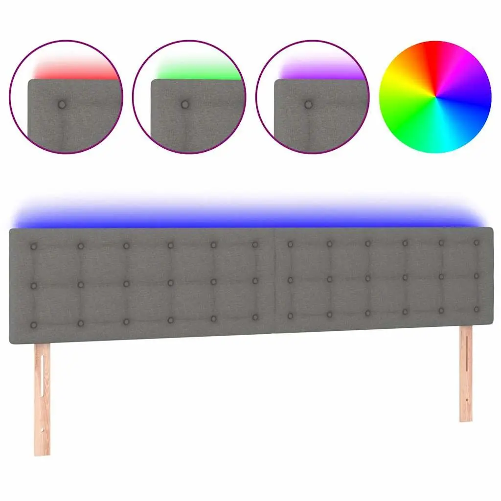 Dark Grey Fabric LED Headboard with Adjustable Height