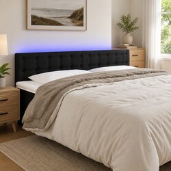 Modern Black Fabric LED Headboard 160cm for Cozy Comfort